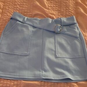 Revamped Light Blue Mini Skirt with Belt